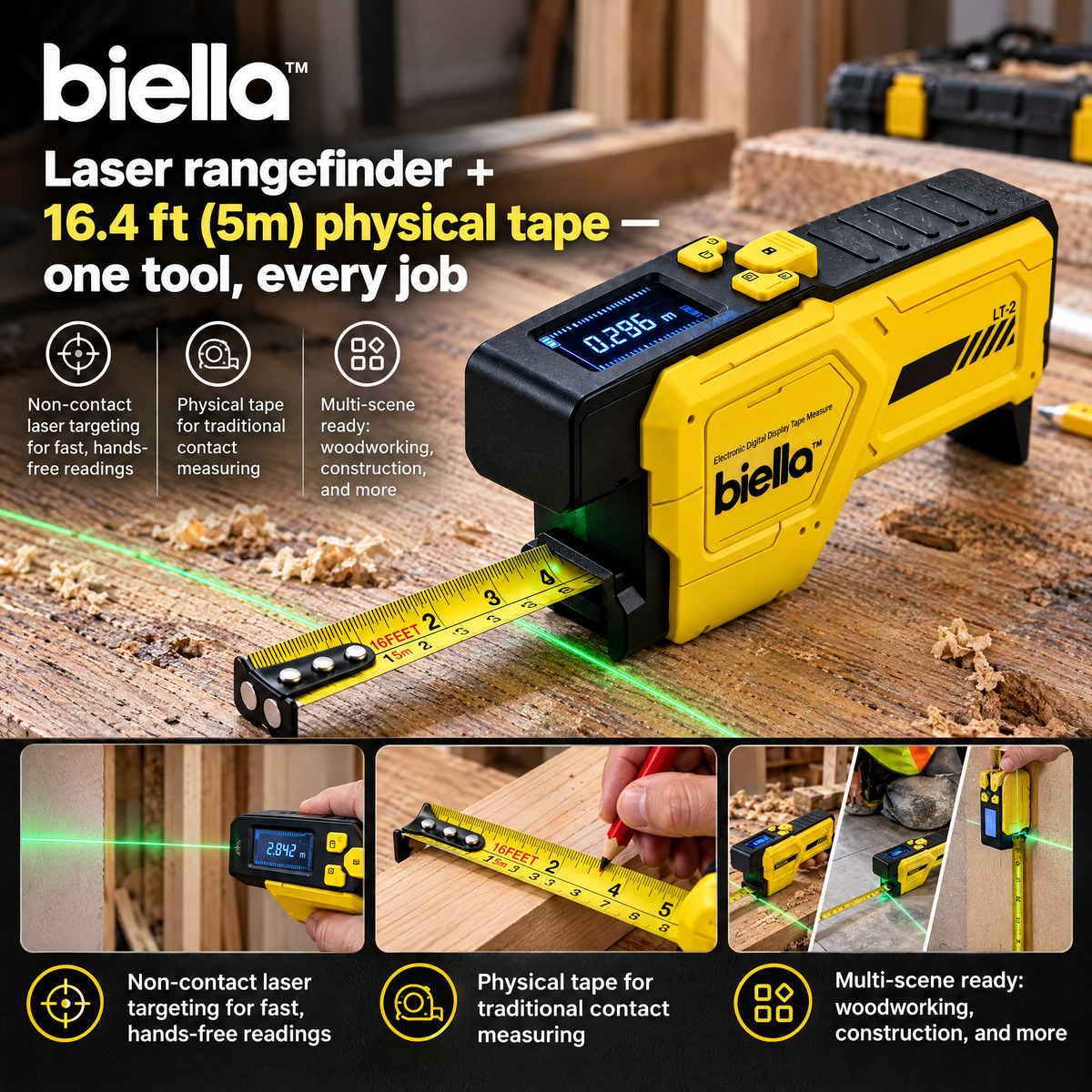 Biella Digital Laser Tape Measure
