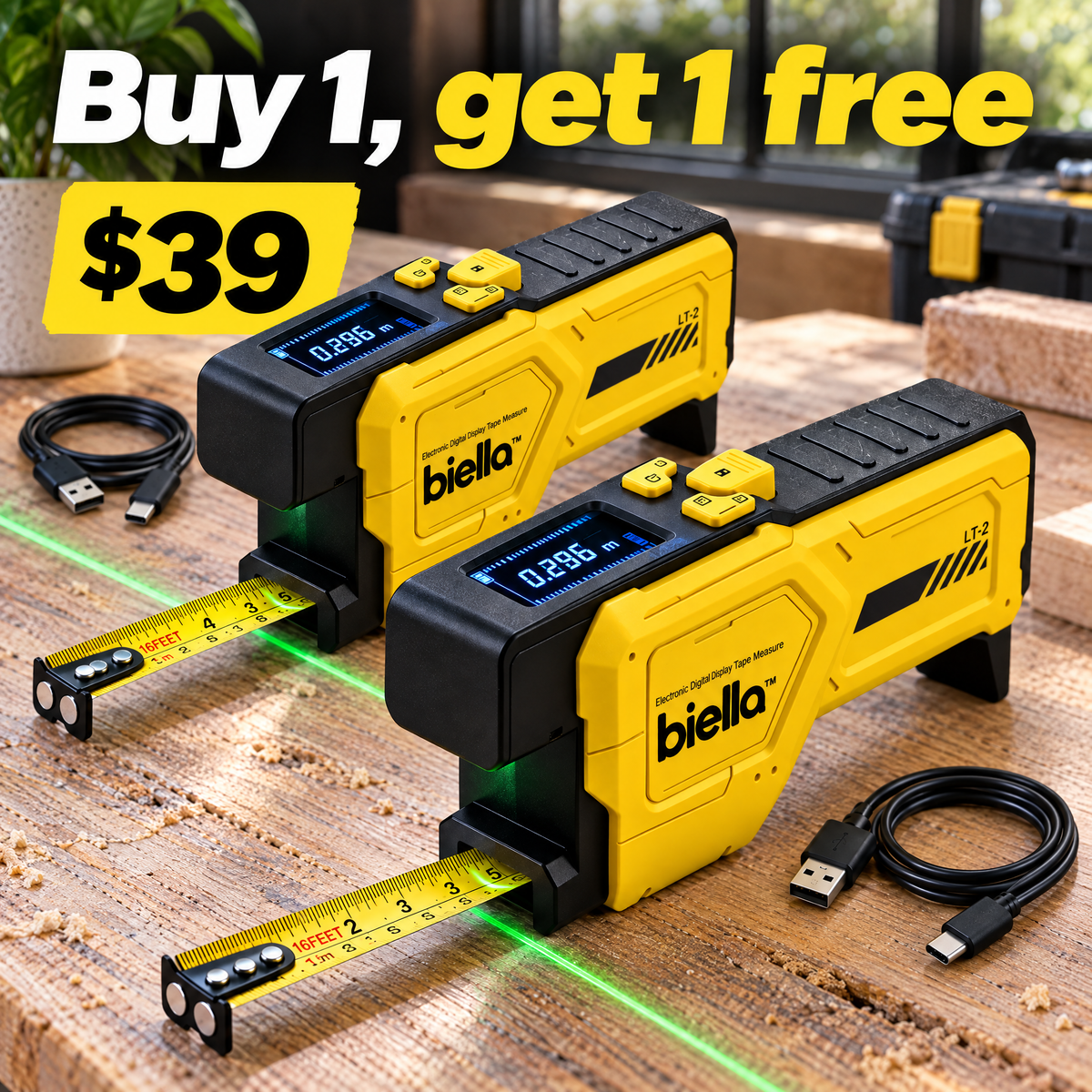 Biella Digital Laser Tape Measure