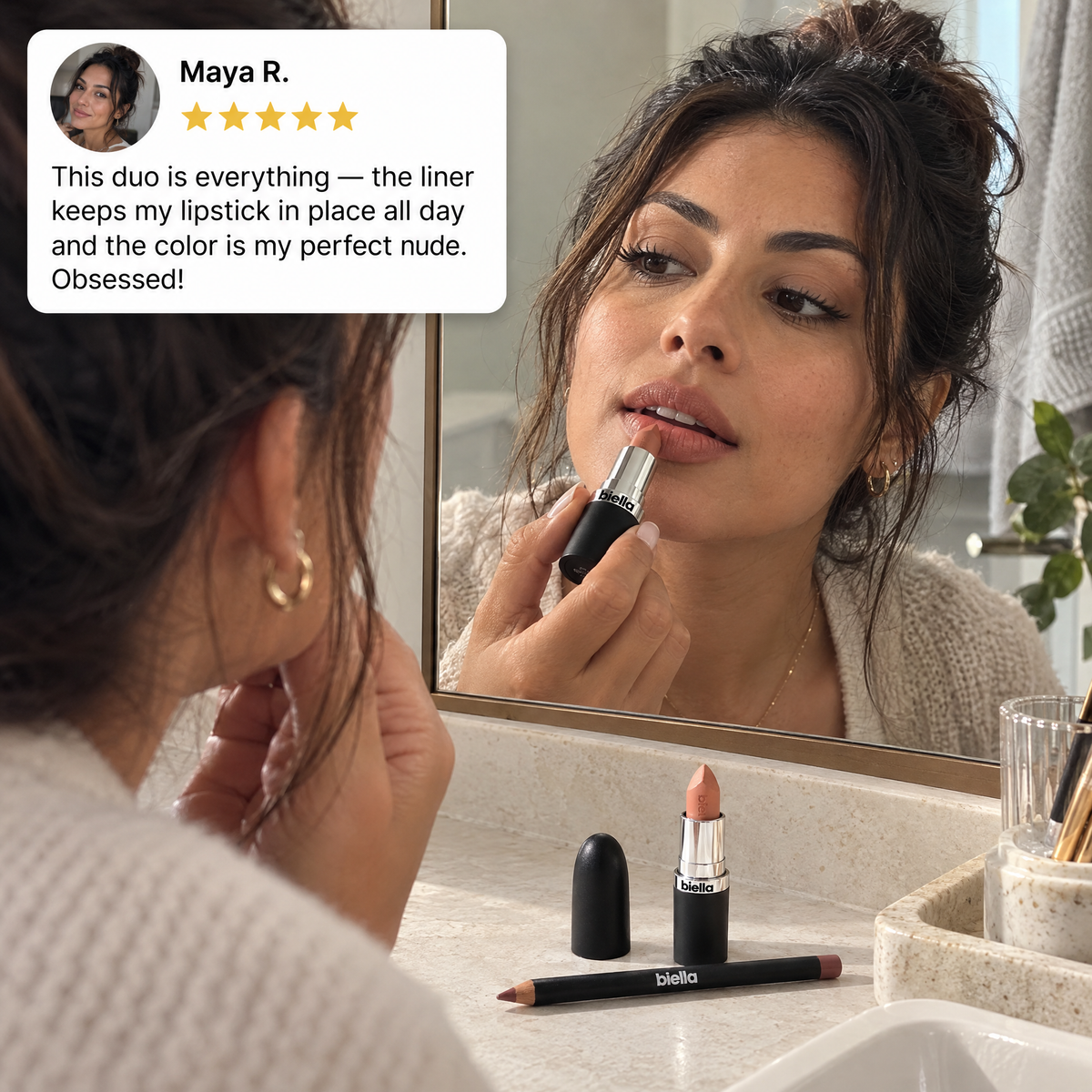 Biella Nude Lip Pencil & Lipstick Duo