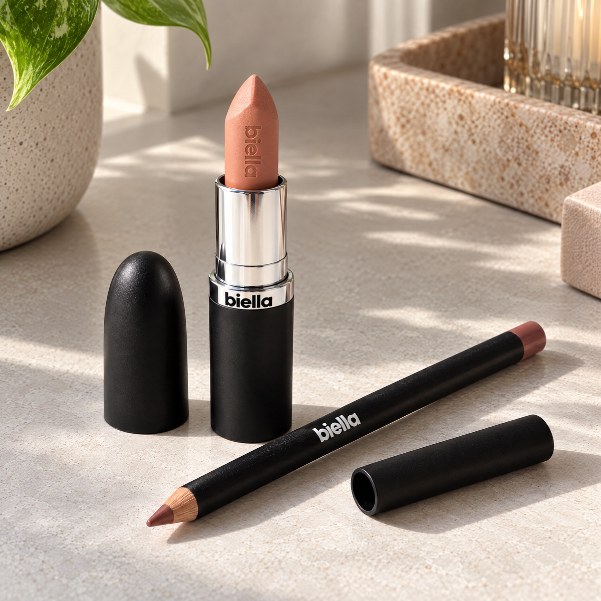 Biella Nude Lip Pencil & Lipstick Duo