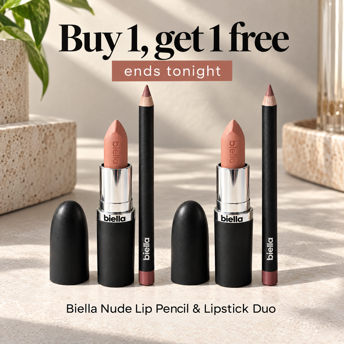Biella Nude Lip Pencil & Lipstick Duo